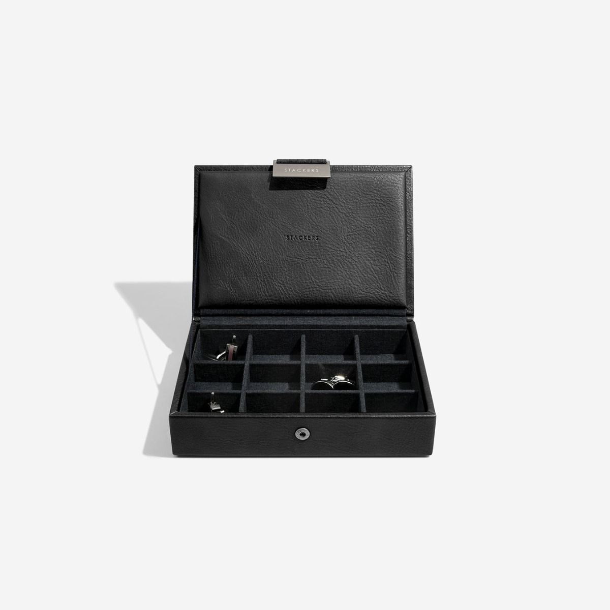 12 Section Mini Cufflink Box - Black